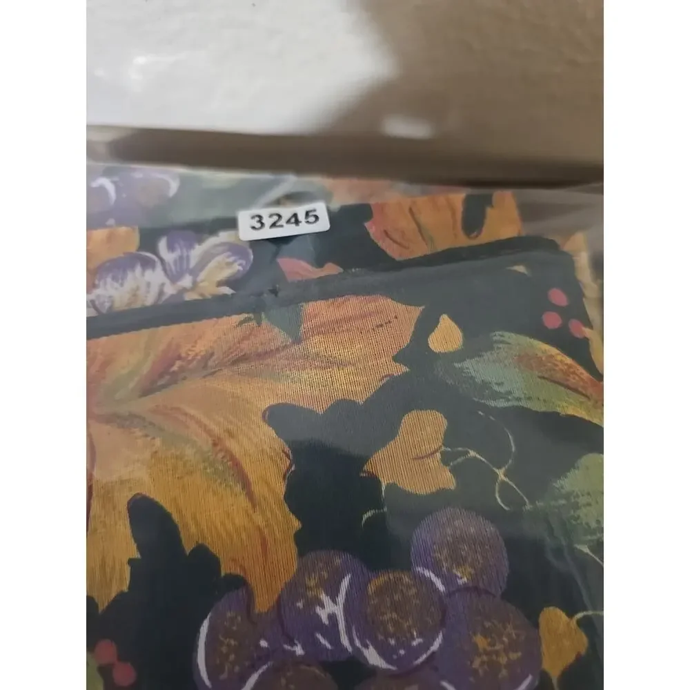 Vtg Tablecloth Pumpkin Leaves Fall‎ Cotton Cottagecore Rectangle 68